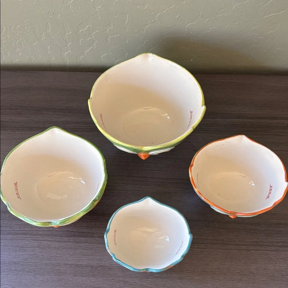 Pier 1 Imports‎ Ceramic Painted Nesting Owl Measuring Cup Set of 4